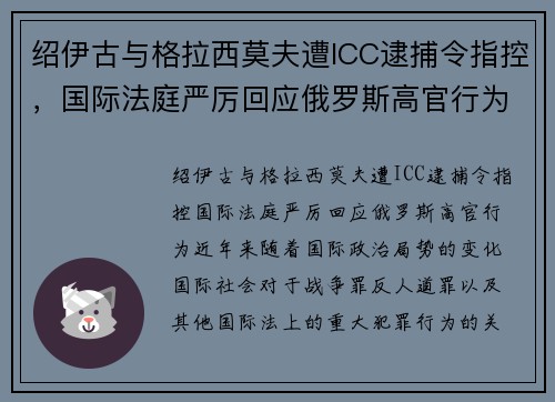 绍伊古与格拉西莫夫遭ICC逮捕令指控，国际法庭严厉回应俄罗斯高官行为